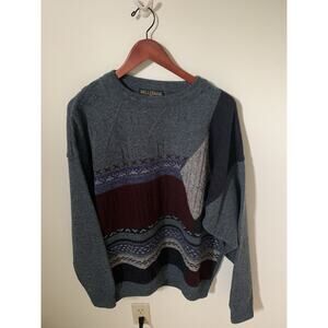 Kellerman Mens XL Sweater Made in Ireland Wool Blend Crew Neck Diamond Jumper